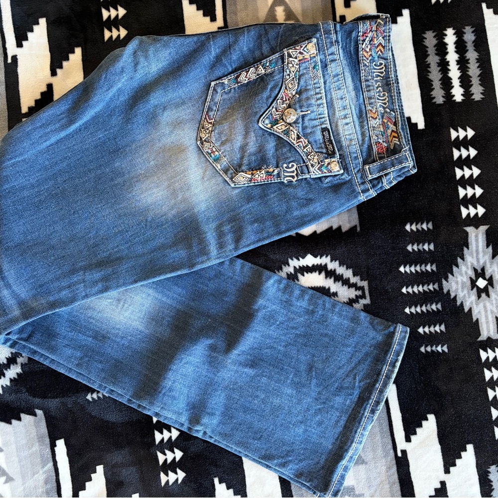 Miss Me Medium Blue Embroidered Boot Cut Jeans
